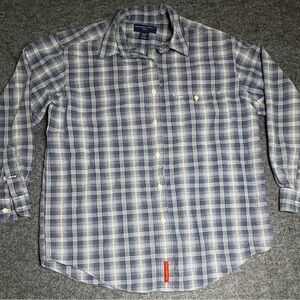 Abercrombie & Fitch Men’s Blue Gray Plaid Button Down Long S Shirt Size Small